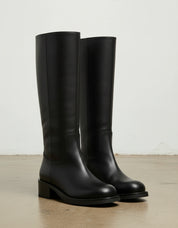 3-4-right-view - Women's Handmade Black Knee-High Riding Leather Boots