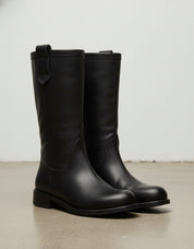 3-4-right-view - Women's Handmade Black Leather Flat Western Boots