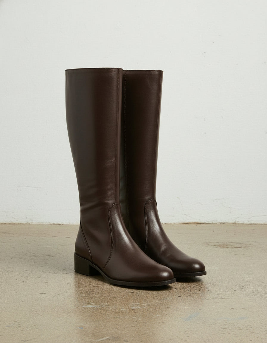 3-4-right-view - Women's Handmade Brown Classic Riding Knee-High Leather Boots