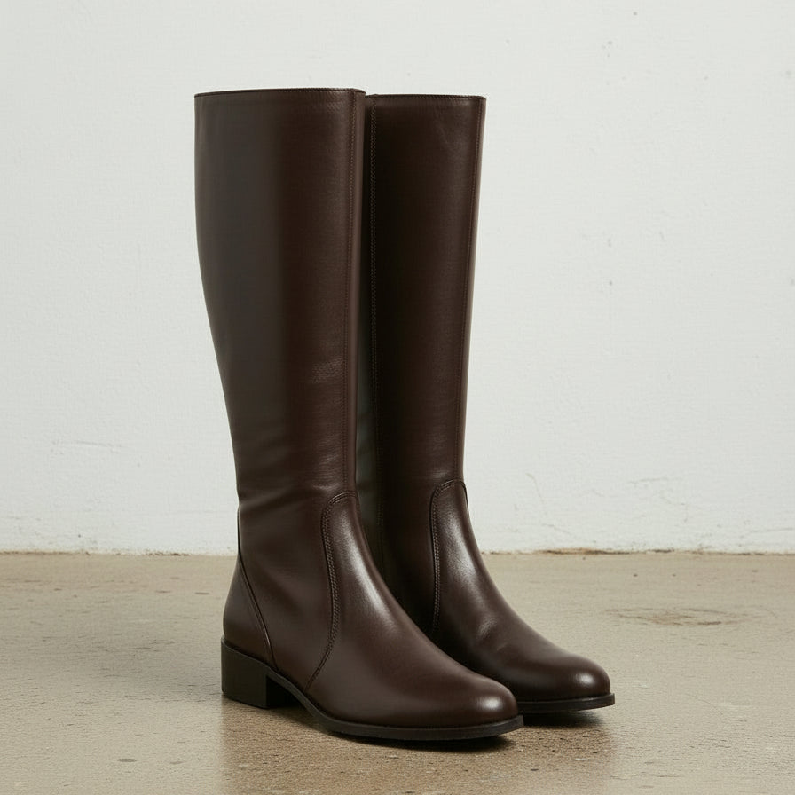 3-4-right-view - Women's Handmade Brown Classic Riding Knee-High Leather Boots
