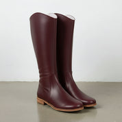 3-4-right-view - Women's Handmade Burgundy Knee-High Leather Chelsea Boots