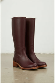 3-4-right-view - Women's Handmade Burgundy Knee-High Leather Classic Riding Boots