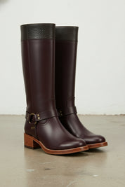 3-4-right-view - Women's Handmade Burgundy Knee-High Leather Riding Boots