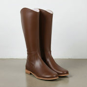 3-4-right-view - Women's Handmade Chocolate Leather Classic Riding Boots