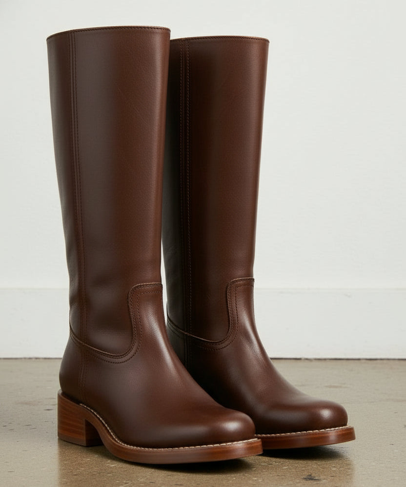 3-4-right-view - Women's Handmade Chocolate Leather Classic Riding Boots
