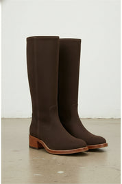 3-4-right-view - Women's Handmade Chocolate Suede Leather Classic Riding Boots