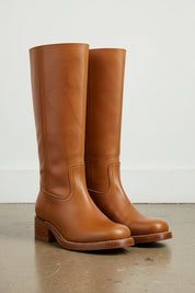 3-4-right-view - Women's Handmade Cognac Brown Full Grain Leather Classic Riding Boots