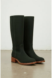 3-4-right-view - Women's Handmade Dark Green Knee-High Riding Leather Boots