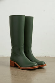 3-4-right-view - Women's Handmade Dark Green Knee-High Riding Leather Boots