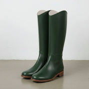 3-4-right-view - Women's Handmade Dark Green Leather Chelsea Boots