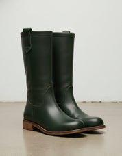 3-4-right-view - Women's Handmade Dark Green Leather Classic Riding Boots