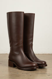 3-4-right-view - Women's Handmade Leather Knee-High Boots, Brown Handmade Leather Knee-High Boots