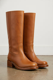 3-4-right-view - Women's Handmade Leather Knee-High Boots, Western Riding Boot, Buttery Soft Calfskin Boot