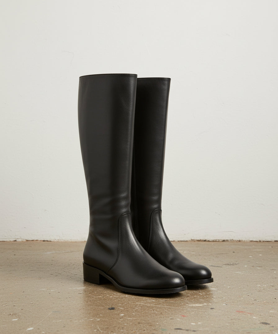 3-4-right-view - Women's Handmade Leather Riding Boots, Knee-High Boots, Full Grain Leather Boots