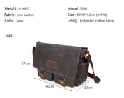 Handmade Waxed Canvas Messenger Bag, Genuine Leather Accents for Everyday Use