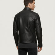 Handmade New Black Biker Leather Jacket, Men Black Bober Leather Jacket, Men Jackets