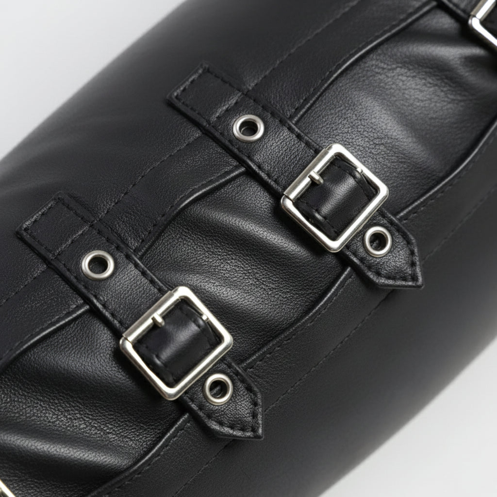 Men's Slim Fit Buckle Leather Pants for Casual and Party Wear
