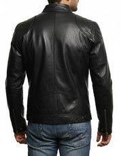 Handmade Men's Fashion Black Leather Jacket, Men Biker Leather Jacket