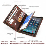 Genuine Leather Zipper Tablet Briefcase for iPad Pro 12.9"