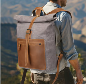 Vintage Waterproof 15 Inch Laptop Leather Accents Backpack
