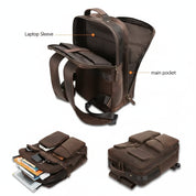 Full-Grain Leather Multi-pocket 16 Inch Laptop Backpack Bag