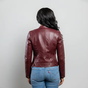 Women's Oxblood Genuine Leather Jacket, Women's Luxe Leather Streetwear Jacket