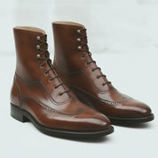 Men's Brown Wingtip Leather Oxford Boots