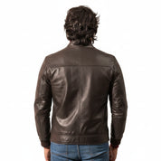 Handmade Mens Brown Leather Jacket, Men Multi Pockets Biker Jacket Slim Fit Jacket