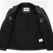 Men's Black Leather Cafe Racer Jacket — Beighton