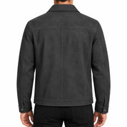 Men's Dark Grey Suede Shirt Jacket — Ardley