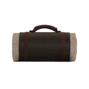 Dark Brown Full-Grain Leather Rolled Blanket Carrier with Brass Hardware