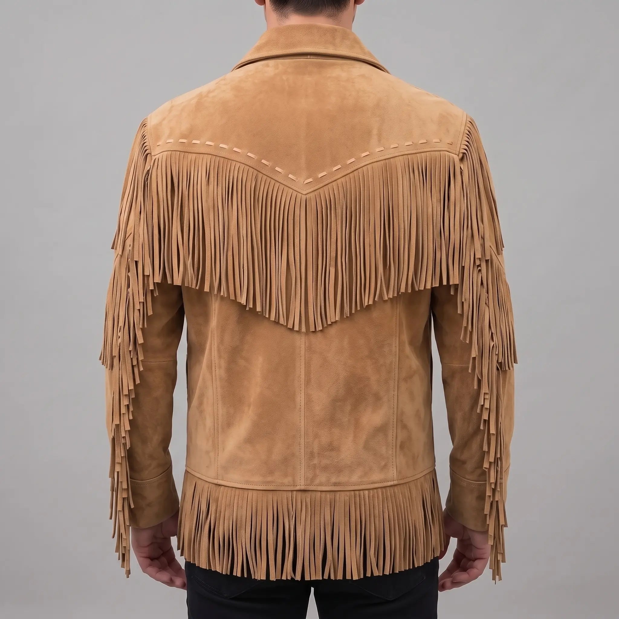 Men's Tan Suede Western Jacket — Ewen