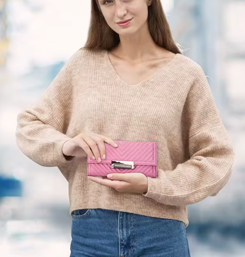 Full-Grain Leather Clutch With Coin Pocket & Phone Slot