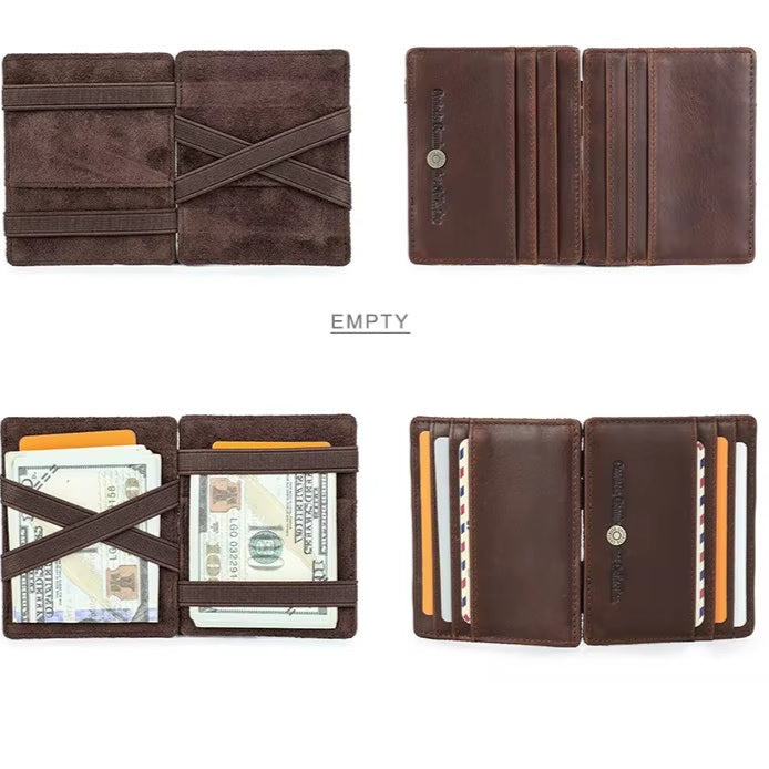 Men’s Slim Leather Magic Wallet with Money Clip