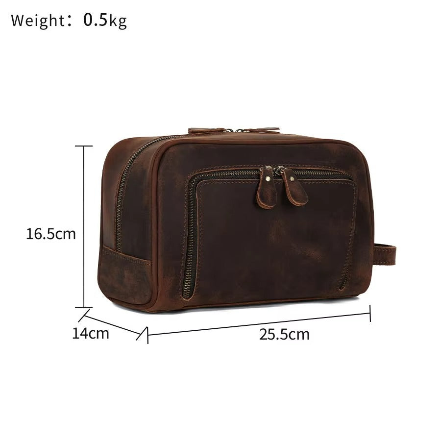 Premium Leather Toiletry Bag – Durable Travel Organizer