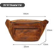 Premium Leather Waist Bag - Crossbody Shoulder Fanny Pack