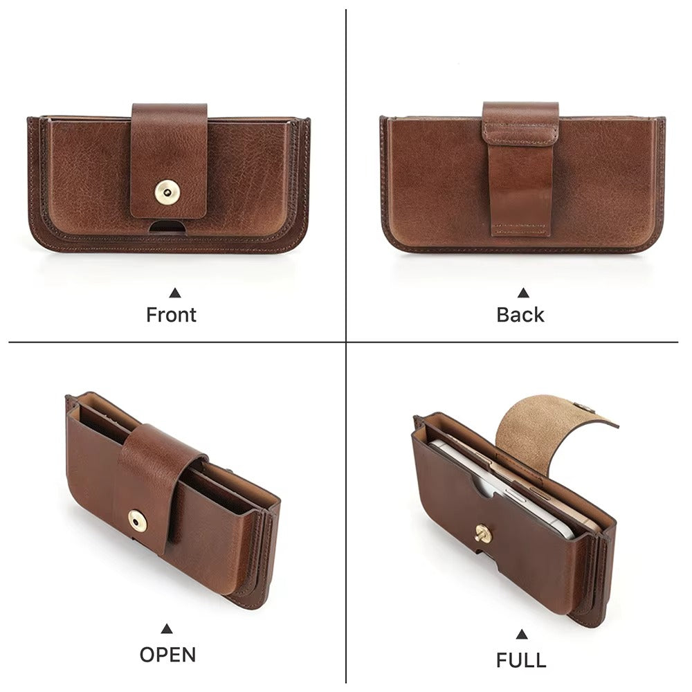 Brown Leather Dual Compartment Phone Case - Boscombe – Rebels Market