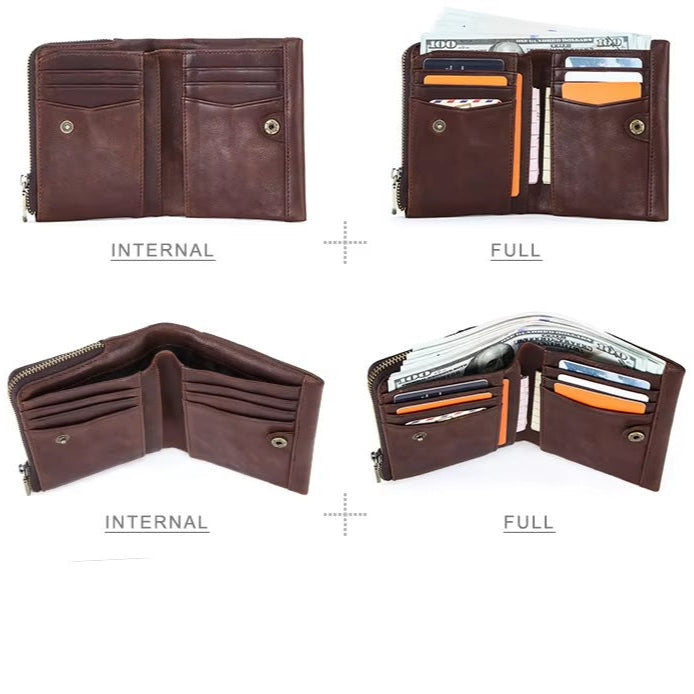 Men’s RFID Leather Wallet- Premium Short Wallet with Coin Purse