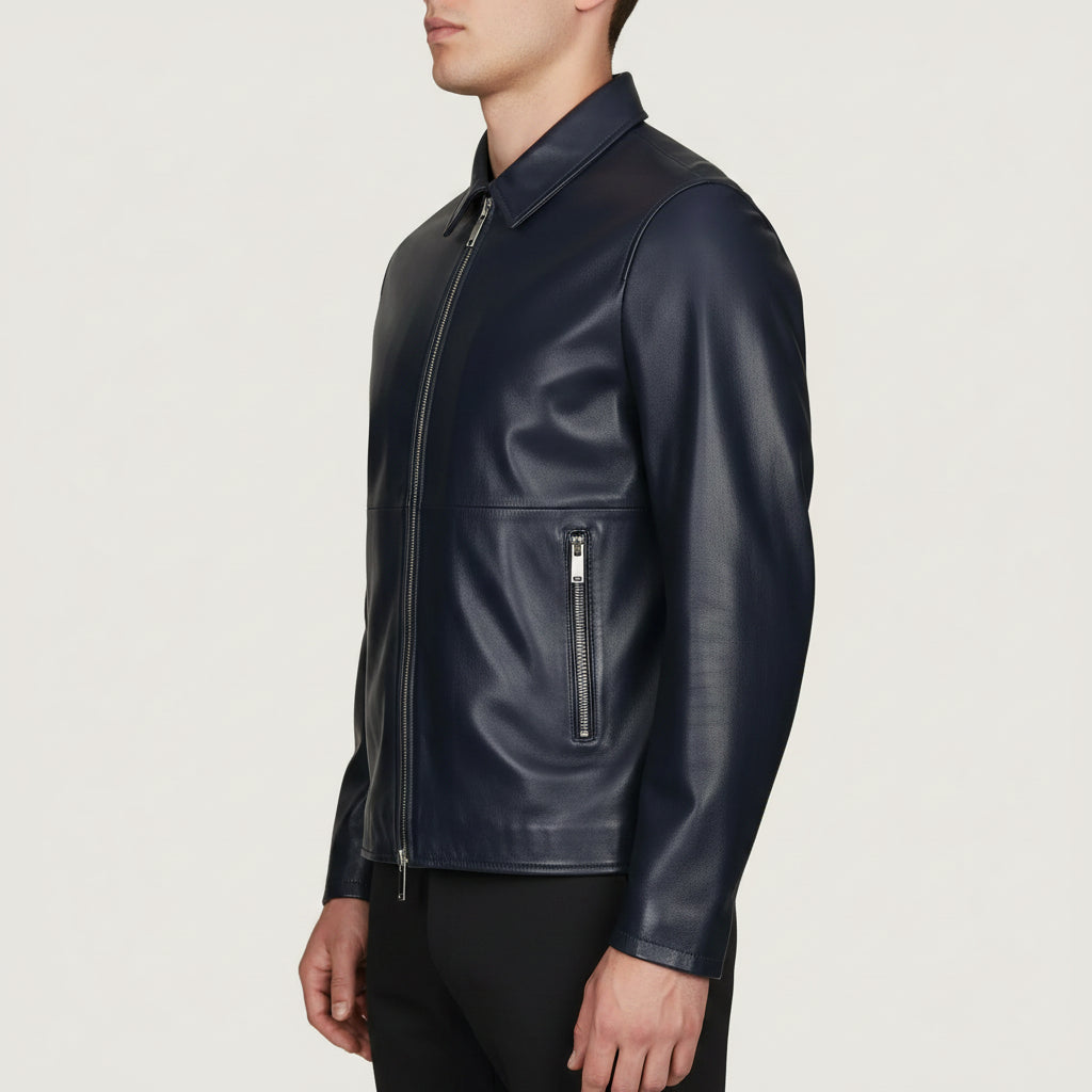 Men’s Handmade Genuine Leather Biker Jacket - Motorcycle Moto Jacket