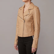 Women's Tan Leather Perfecto Jacket — Abberdale
