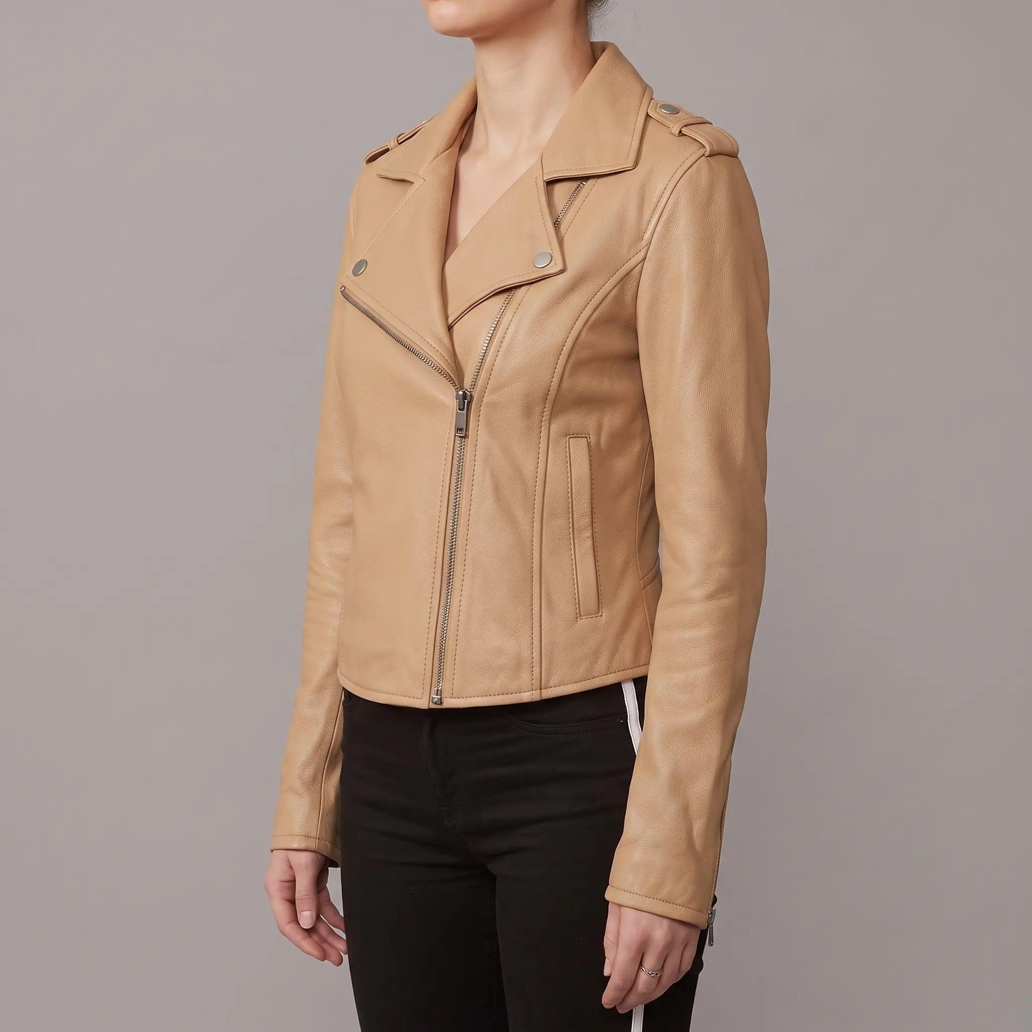 Women's Tan Leather Perfecto Jacket — Abberdale