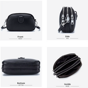 Women's Black Full-Grain Leather Crossbody Phone Bag