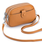 Women's Black Full-Grain Leather Crossbody Phone Bag