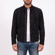 Men's Black Suede Slim Fit Jacket — Sedgley