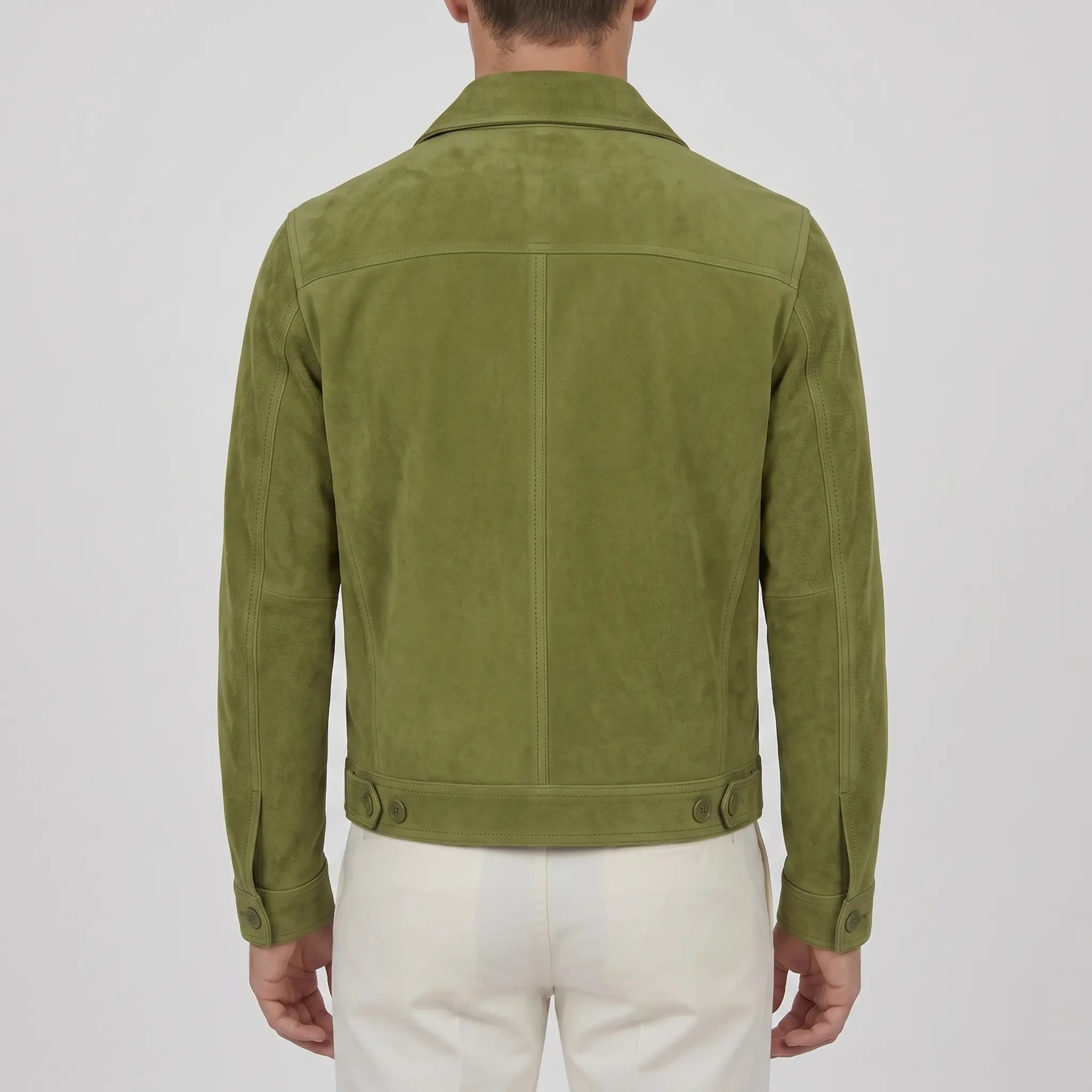 Men's Olive Green Suede Utility Jacket — Allendale