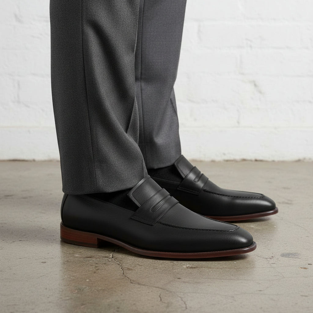 Men's Black Leather Loafers