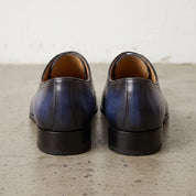 Men's Blue and Black Cap-Toe Leather Oxfords — Deaton