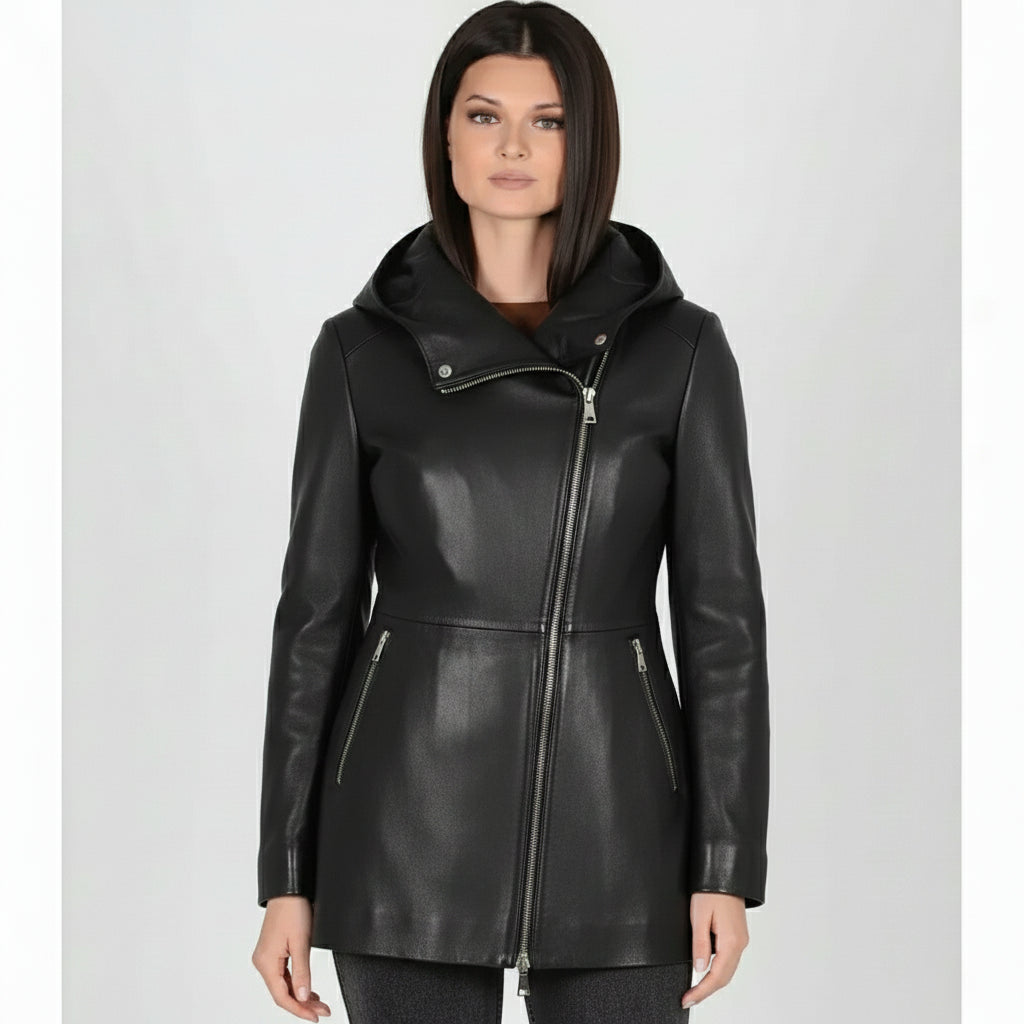Women's Handmade Puffer Leather Jacket