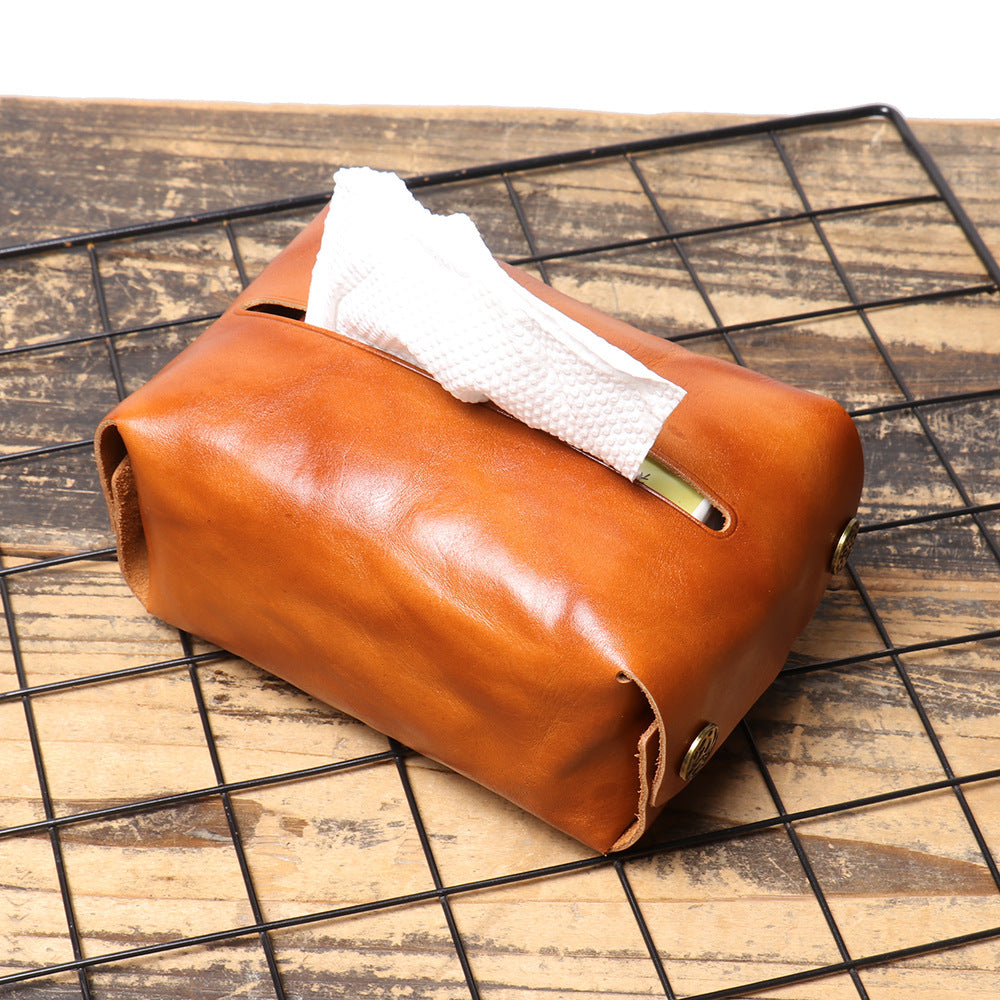 New Style Cowhide Full-Grain Leather Tissue Bag