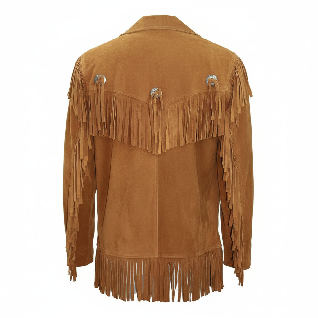 Handmade Men's Genuine Suede Western Cowboy Jacket with Fringes